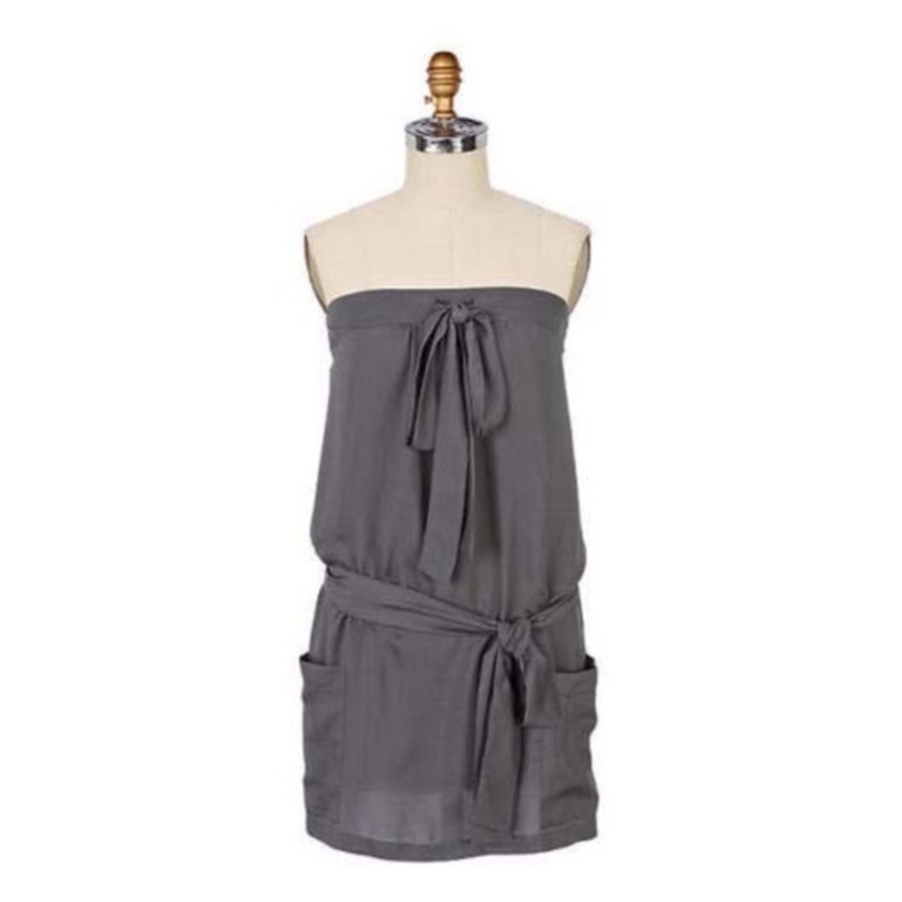 Anthropologie gray silk tunic